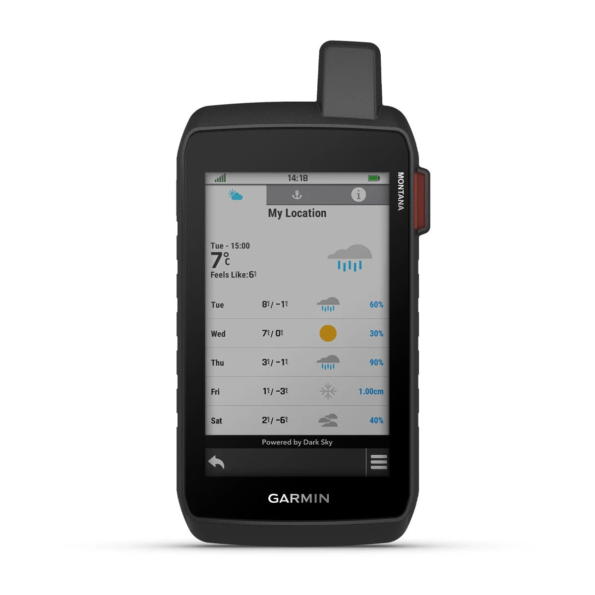 Garmin Montana 760i, vista lateral