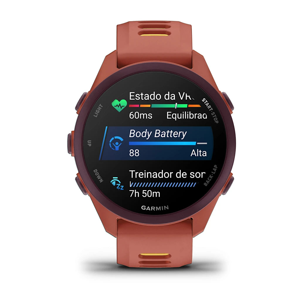 Garmin Forerunner 170 Music Red Pink/Mango, ecrã de métricas de treino