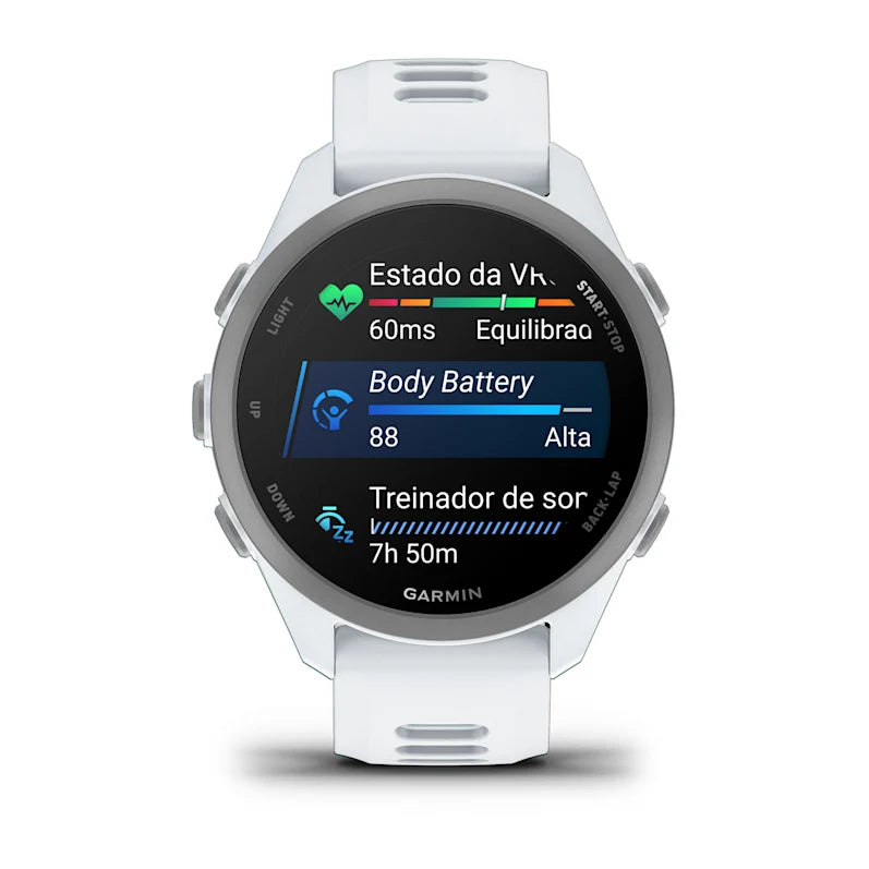 Garmin Forerunner 170 Music Whitestone/Cloud Blue, ecrã de métricas de treino