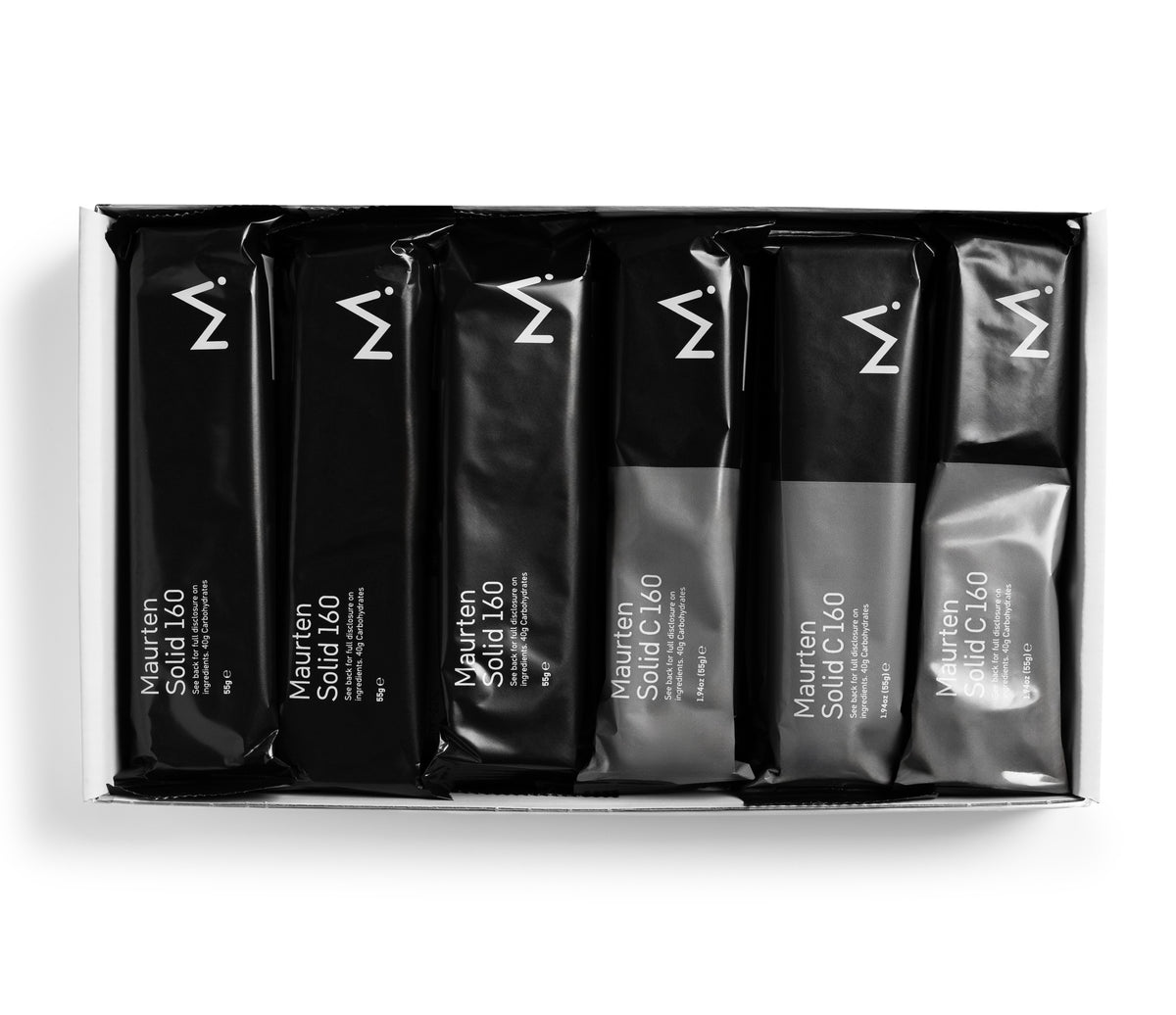 Caixa Maurten Solid 160 Mix Box com barras energéticas de dois sabores